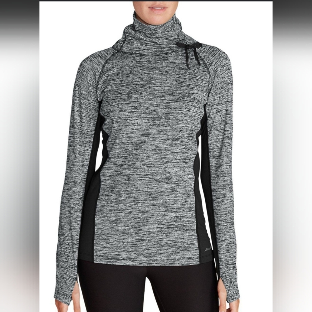 Eddie Bauer Women's Black and Gray Top. Size L